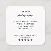 Carte De Visite Carré Photographe Photos QR Code Social Media Script (Dos)