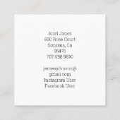 Carte De Visite Carré Photographe Portrait pour animaux (Dos)