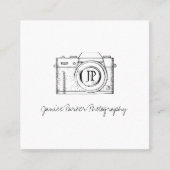 Carte De Visite Carré Photographe professionnel code QR noir et blanc (Devant)