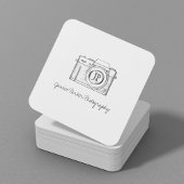 Carte De Visite Carré Photographe professionnel code QR noir et blanc