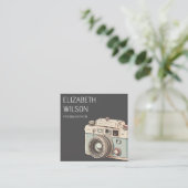 Carte De Visite Carré Photographe vintage d'aquarelle (Debout devant)