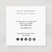 Carte De Visite Carré Photographer Model Photos QR Code Social Media (Dos)