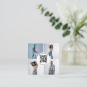 Carte De Visite Carré Photographer Model Photos QR Code Social Media (Debout devant)