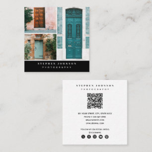 Carte De Visite Carré Photographie 3 Photos QR Code Social Media Icons
