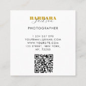 Carte De Visite Carré Photographie Elegant Professional code qr (Dos)