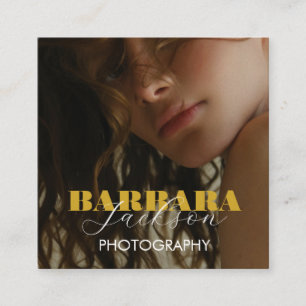 Carte De Visite Carré Photographie Elegant Professional code qr