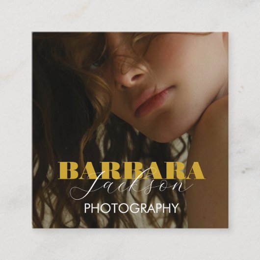 Carte De Visite Carré Photographie Elegant Professional code qr (Devant)