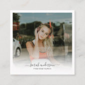 Carte De Visite Carré Photographie moderne Calligraphie Script tendance  (Devant)