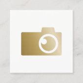 Carte De Visite Carré Photographie moderne de logo d'appareil-photo d'or (Devant)