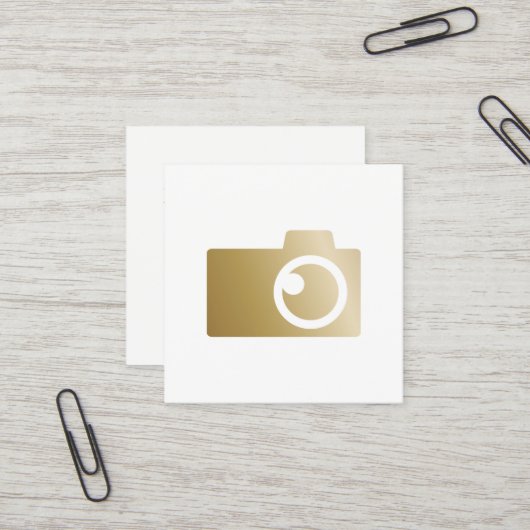 Carte De Visite Carré Photographie moderne de logo d'appareil-photo d'or (Devant/Arrière en situation)