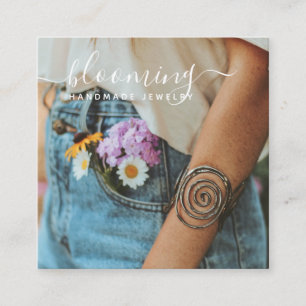 Carte De Visite Carré Photographie moderne écriture bijouterie artisanal