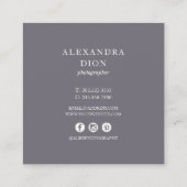 Carte De Visite Carré Photographie moderne et élégante (Dos)