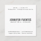 Carte De Visite Carré Photographie moderne peintre maquillage de typogra (Dos)