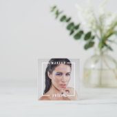 Carte De Visite Carré Photographie moderne peintre maquillage de typogra (Debout devant)