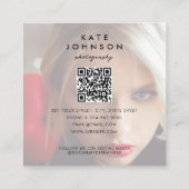 Carte De Visite Carré Photographie moderne photo complète QR Code Médias (Dos)