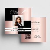 Carte De Visite Carré Photographie noir Noir Noir Noir Code QR Agent de 