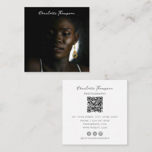 Carte De Visite Carré Photographie professionnelle Code QR Script