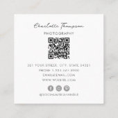 Carte De Visite Carré Photographie professionnelle Code QR Script (Dos)