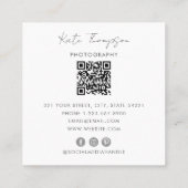 Carte De Visite Carré Photographie professionnelle Code QR Script (Dos)