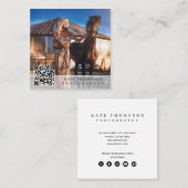 Carte De Visite Carré Photographie professionnelle moderne Code QR (Devant / Derrière)