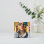 Carte De Visite Carré Photographie professionnelle unique Code QR (Debout devant)