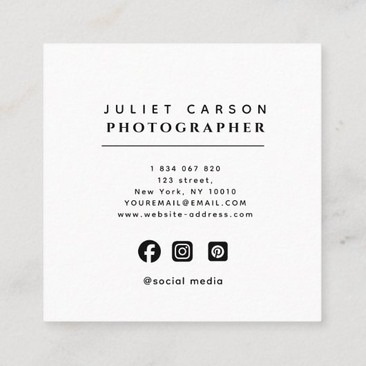 Carte De Visite Carré Photography Calligraphy Script Circle Photo   (Dos)