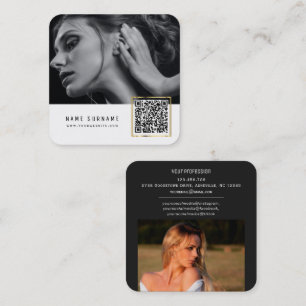 Carte De Visite Carré photos réseau de code QR sophistiquées