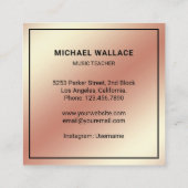 Carte De Visite Carré Pianiste Rose de piano à clavier Gold Foil (Dos)