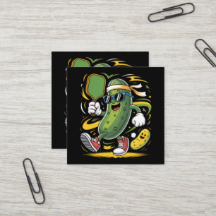 Carte De Visite Carré Pickle Jouant au Pickleball
