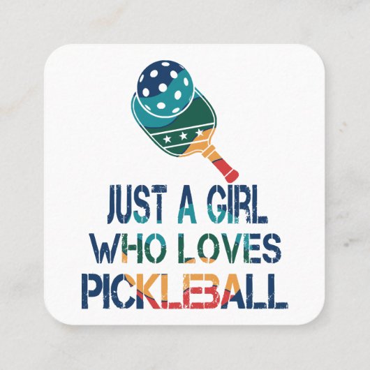 Carte De Visite Carré Pickleball femmes arc-en-ciel (Dos)