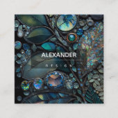 Carte De Visite Carré Pierre de cristal Iridescente, Bleu, Turquoise, Br (Devant)