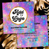 Carte De Visite Carré Pierre de jeu opale Abstraite d'or moderne Ajouter