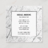 Carte De Visite Carré Pierre de Marbre blanc argenté moderne (Dos)