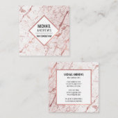 Carte De Visite Carré Pierre de Marbre blanc or Rose moderne élégant (Devant / Derrière)