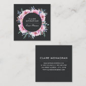 Carte De Visite Carré Pies roses | Sombre (Devant / Derrière)