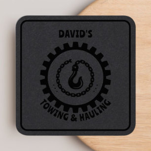 Carte De Visite Carré Pilote de service de remorquage professionnel noir