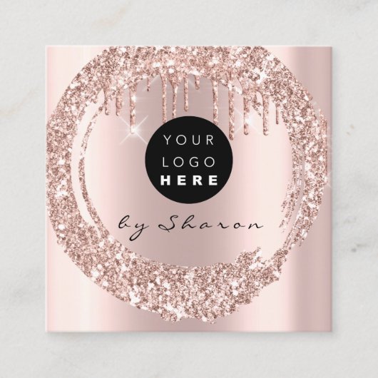 Carte De Visite Carré Pilotes professionnels 6 poinçons CustomLogo Rose  (Devant)