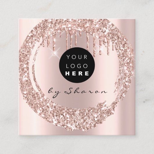 Carte De Visite Carré Pilotes professionnels 6 pointes CustomLogo Rose L (Devant)