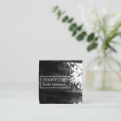 Carte De Visite Carré Pinceau de peinture noire (Debout devant)