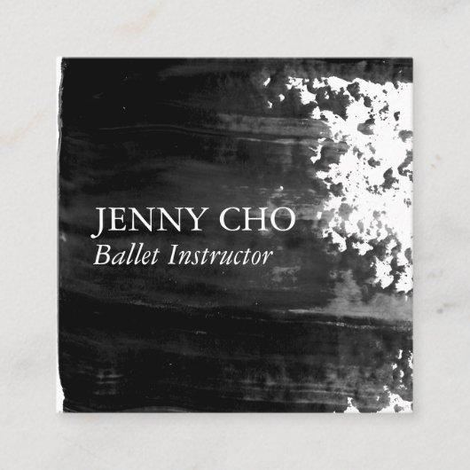 Carte De Visite Carré Pinceau de peinture noire (Devant)