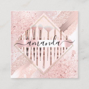 Carte De Visite Carré Pinceaux de logo de l'artiste de maquillage profes