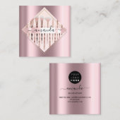 Carte De Visite Carré Pinceaux de logo de l'artiste professionnel Rose B (Devant / Derrière)