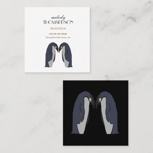 Carte De Visite Carré Pingouins (Devant / Derrière)