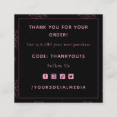 Carte De Visite Carré Pink & Black Éffrayant Spider Web Halloween Merci (Dos)