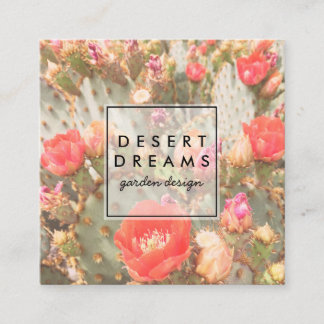 Carte De Visite Carré Pink Cactus Flower Desert Garden Photo Voyage