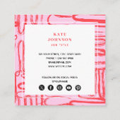 Carte De Visite Carré Pink Curve Wavy Squiggle Abstract Modern (Dos)