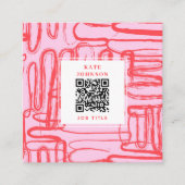Carte De Visite Carré Pink Curve Wavy Squiggle Abstract Modern (Devant)