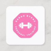 Carte De Visite Carré Pink Emblem Personal Trainer Training Business Ca (Devant)