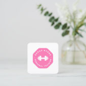 Carte De Visite Carré Pink Emblem Personal Trainer Training Business Ca (Debout devant)