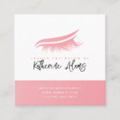 Carte De Visite Carré Pink Eyelash Extension enseignement post-soins (Devant)